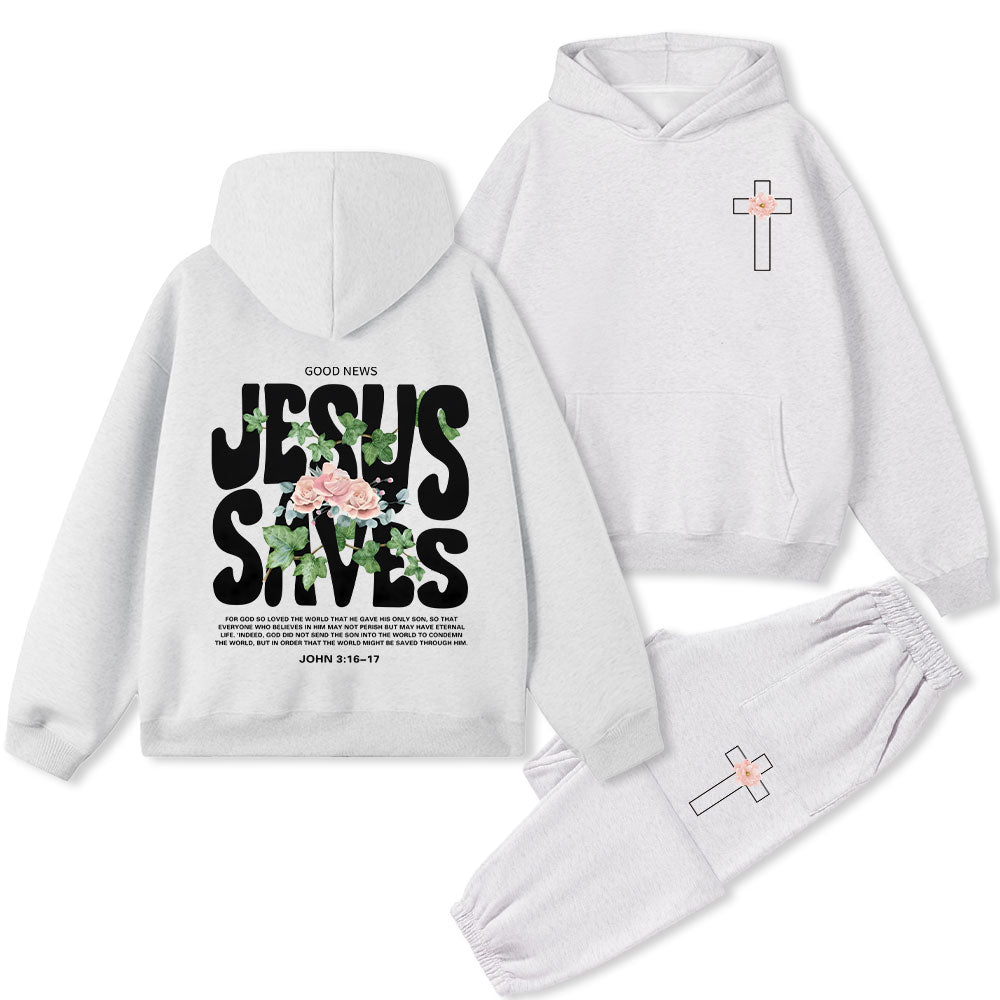 Jesus Saves Christian Premium Fleece Hoodie Set