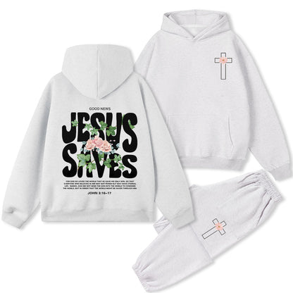 Jesus Saves Christian Premium Fleece Hoodie Set