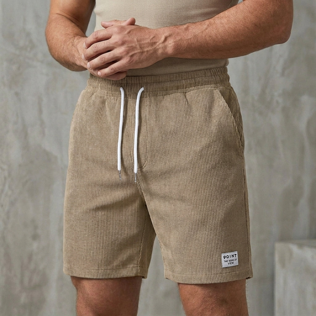 Relaxed Drawstring Shorts with Textured Finish and Tailored Comfort