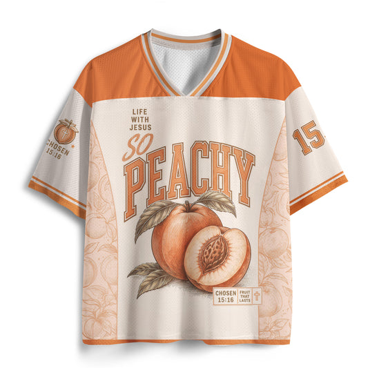 Life With Jesus So Peachy  Christian Mesh Jersey