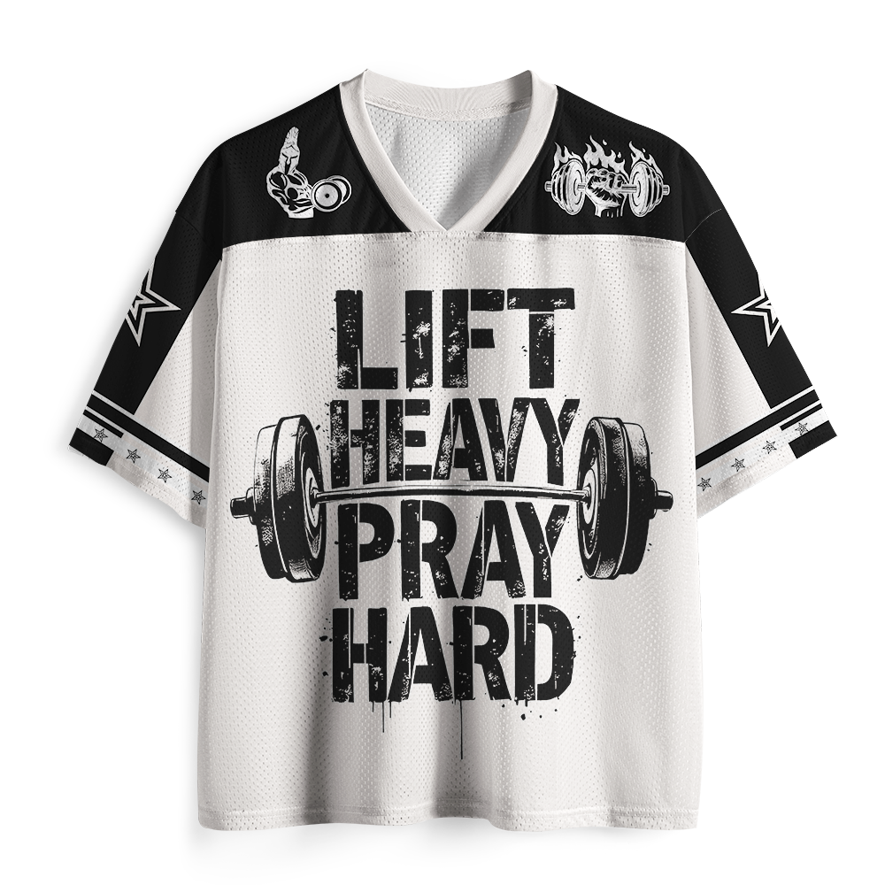 Lift Heavy Pray Hard Christian Mesh Jersey