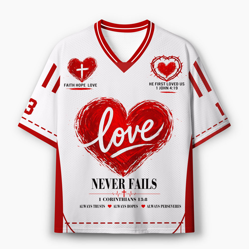 Love Never Fails Christian Mesh Jersey