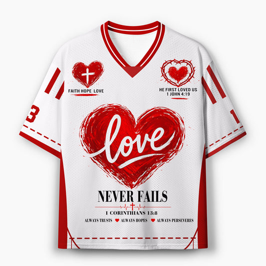 Love Never Fails Christian Mesh Jersey