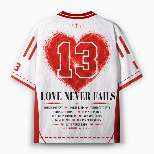 Love Never Fails Christian Mesh Jersey