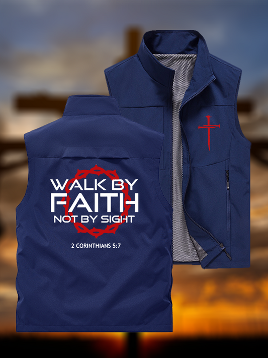 Walk By Faith Not By Sight 2 Corinthians 5:7 Cross Jesus God Christian Outdoor Quick-dry Vest