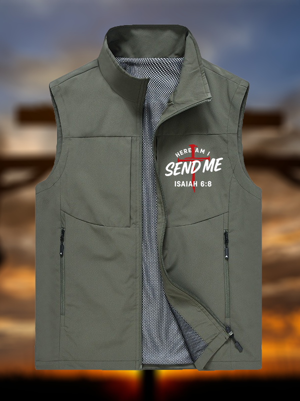 Here Am I Send Me Jesus God Christian Outdoor Quick-dry Vest
