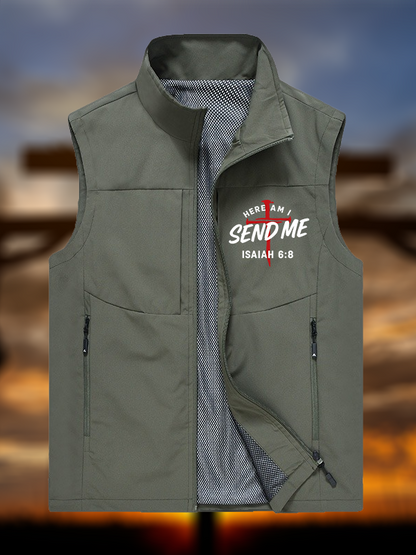 Here Am I Send Me Jesus God Christian Outdoor Quick-dry Vest