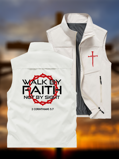 Walk By Faith Not By Sight 2 Corinthians 5:7 Cross Jesus God Christian Outdoor Quick-dry Vest