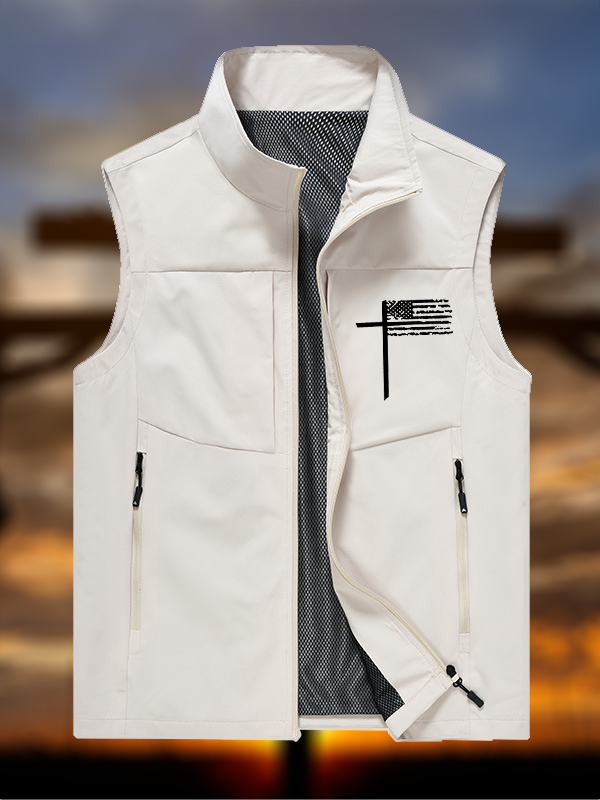 Cross Flag Jesus God Christian Outdoor Quick-dry Vest