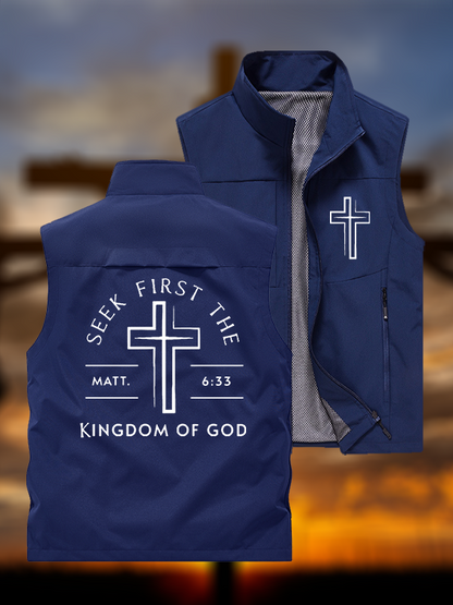 Seek First The Kingdom Of God Jesus God Christian Outdoor Quick-dry Vest