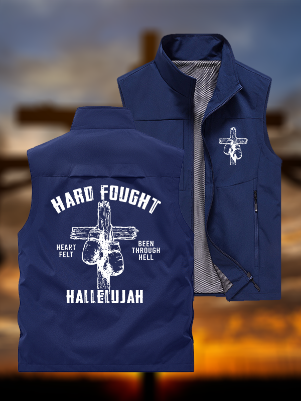 Hard Fought Hallelujah Jesus God Christian Outdoor Quick-dry Vest