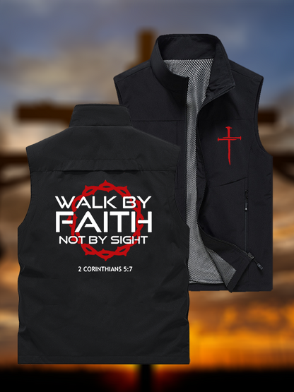 Walk By Faith Not By Sight 2 Corinthians 5:7 Cross Jesus God Christian Outdoor Quick-dry Vest