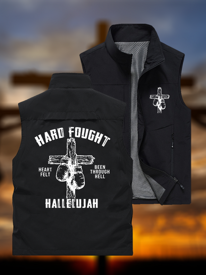 Hard Fought Hallelujah Jesus God Christian Outdoor Quick-dry Vest