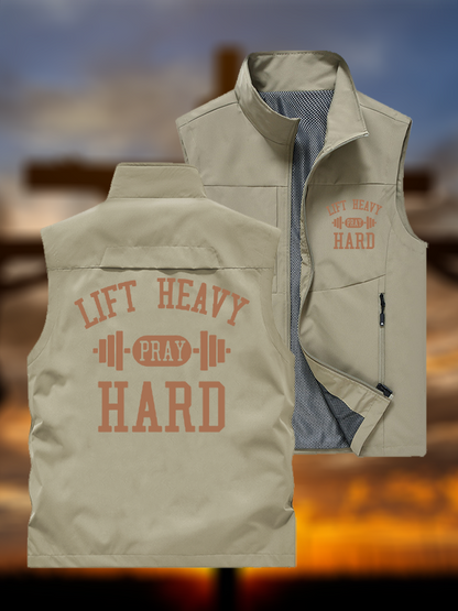 Lift Heavy Pray Hard  Jesus God Christian Outdoor Quick-dry Vest