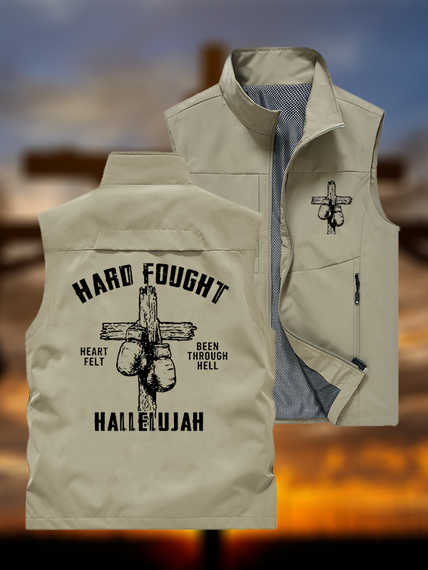 Hard Fought Hallelujah Jesus God Christian Outdoor Quick-dry Vest