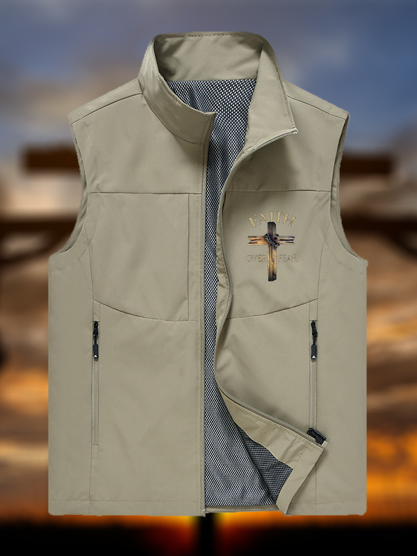 Cross Faith Over Fear Jesus God Christian Outdoor Quick-dry Vest