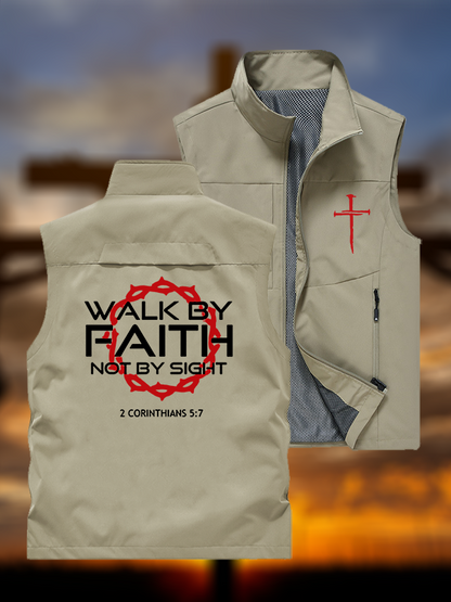 Walk By Faith Not By Sight 2 Corinthians 5:7 Cross Jesus God Christian Outdoor Quick-dry Vest