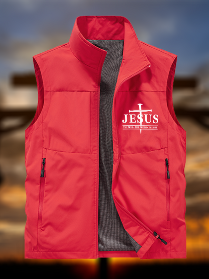 Jesus The Way The Truth The Life Jesus God Christian Outdoor Quick-dry Vest