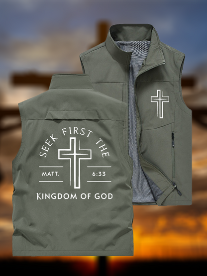 Seek First The Kingdom Of God Jesus God Christian Outdoor Quick-dry Vest