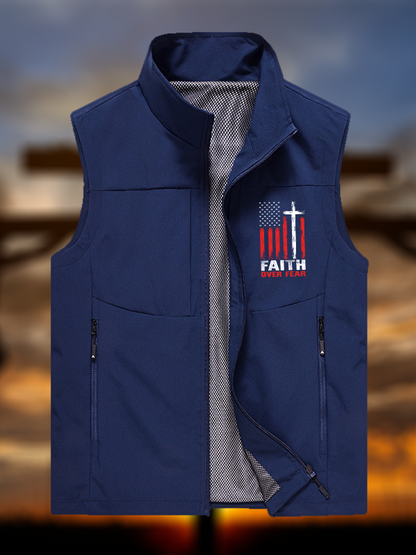 Faith Over Fear Flag Jesus God Christian Outdoor Quick-dry Vest