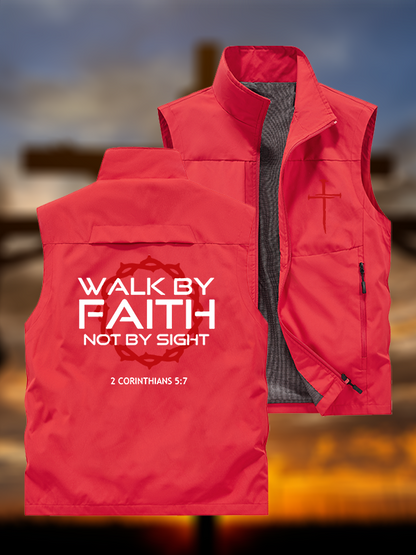 Walk By Faith Not By Sight 2 Corinthians 5:7 Cross Jesus God Christian Outdoor Quick-dry Vest