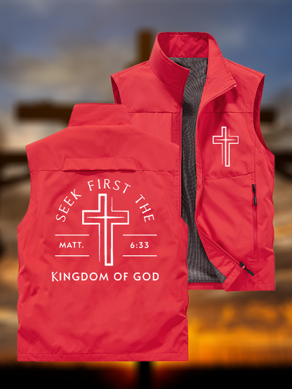 Seek First The Kingdom Of God Jesus God Christian Outdoor Quick-dry Vest