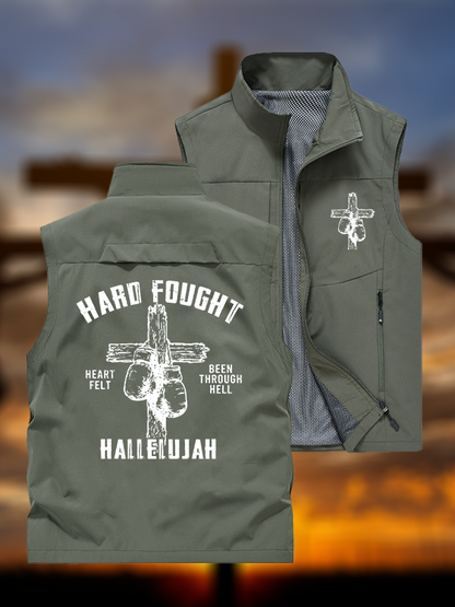 Hard Fought Hallelujah Jesus God Christian Outdoor Quick-dry Vest