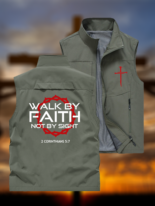 Walk By Faith Not By Sight 2 Corinthians 5:7 Cross Jesus God Christian Outdoor Quick-dry Vest