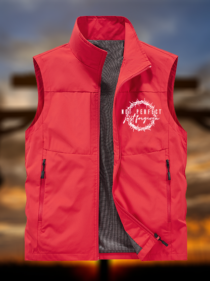 Not Perfect Just Forgiven Religious Jesus God Christian Outdoor Quick-dry Vest