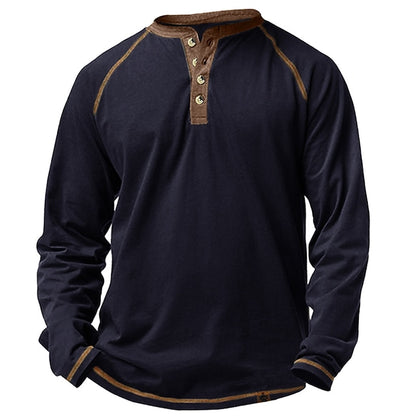 Men's Casual Long Sleeve聽Plain Henley Shirt