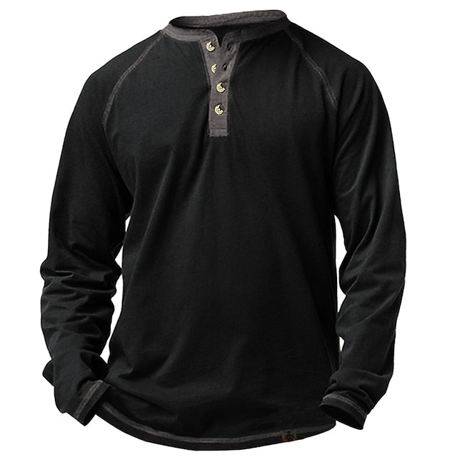 Men's Casual Long Sleeve聽Plain Henley Shirt