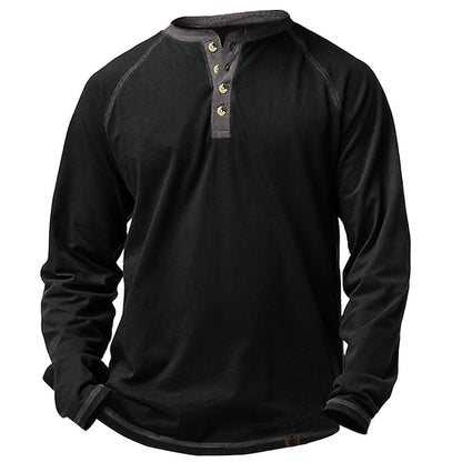 Men's Casual Long Sleeve聽Plain Henley Shirt