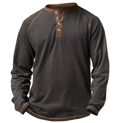 Men's Casual Long Sleeve聽Plain Henley Shirt
