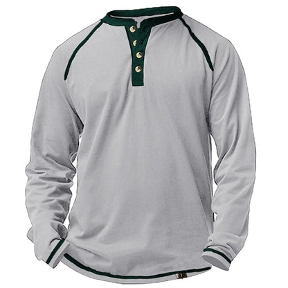 Men's Casual Long Sleeve聽Plain Henley Shirt