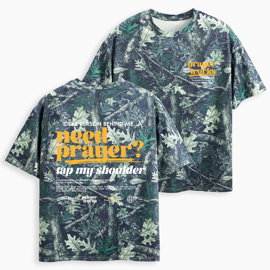 Need Prayer Tap My Shoulder Christian Camo T-Shirt