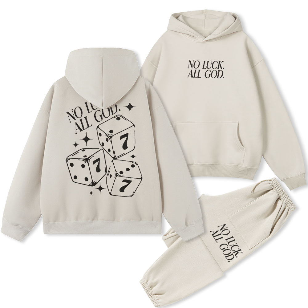 No Luck All God Christian Fleece Hoodie Set