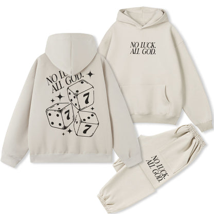No Luck All God Christian Fleece Hoodie Set