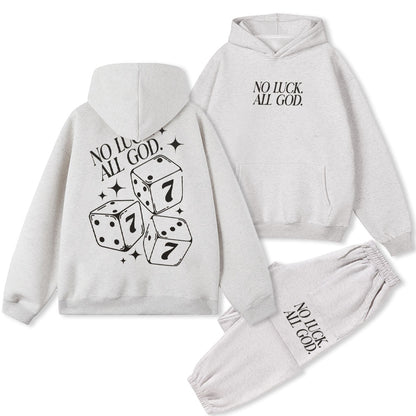 No Luck All God Christian Fleece Hoodie Set