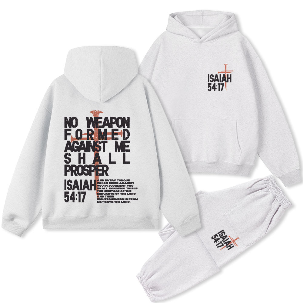 No Weapon Christian Premium Fleece Hoodie Set