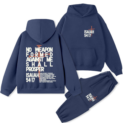 No Weapon Christian Premium Fleece Hoodie Set