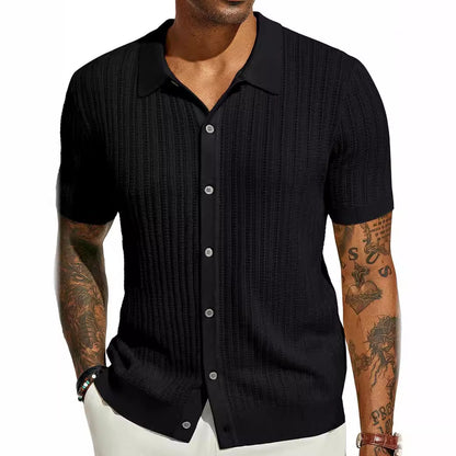 Breathable Hollow Knit Polo Shirt