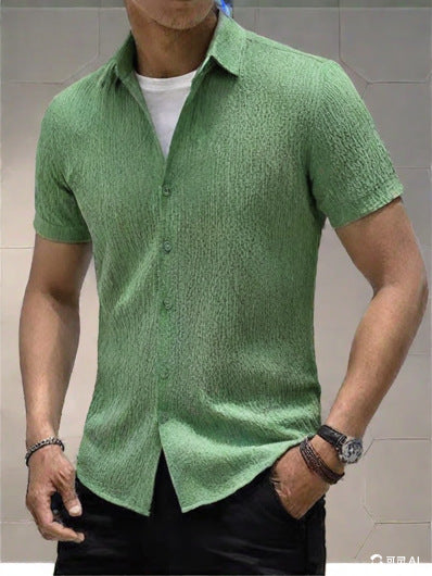 Men's Oversized Textured Button Shirt