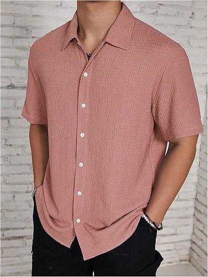 Men's Oversized Textured Button Shirt