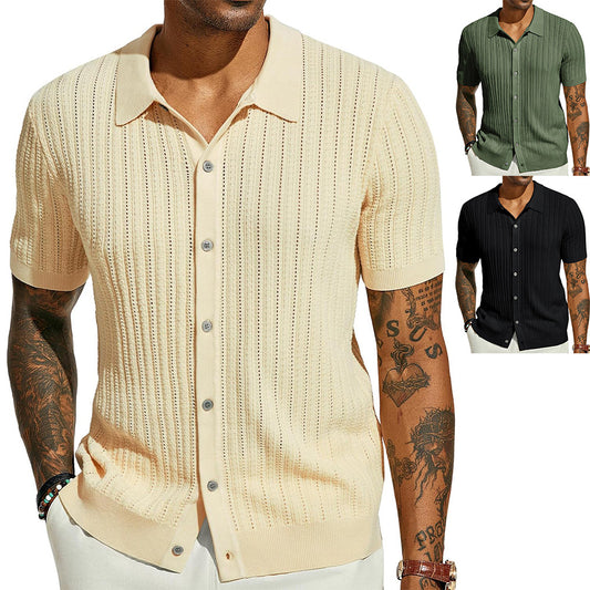 Breathable Hollow Knit Polo Shirt