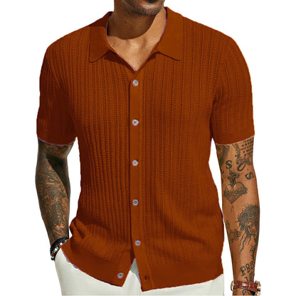 Breathable Hollow Knit Polo Shirt