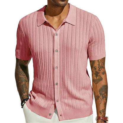 Breathable Hollow Knit Polo Shirt