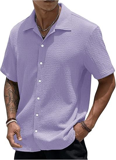 Men's Oversized Textured Button Shirt