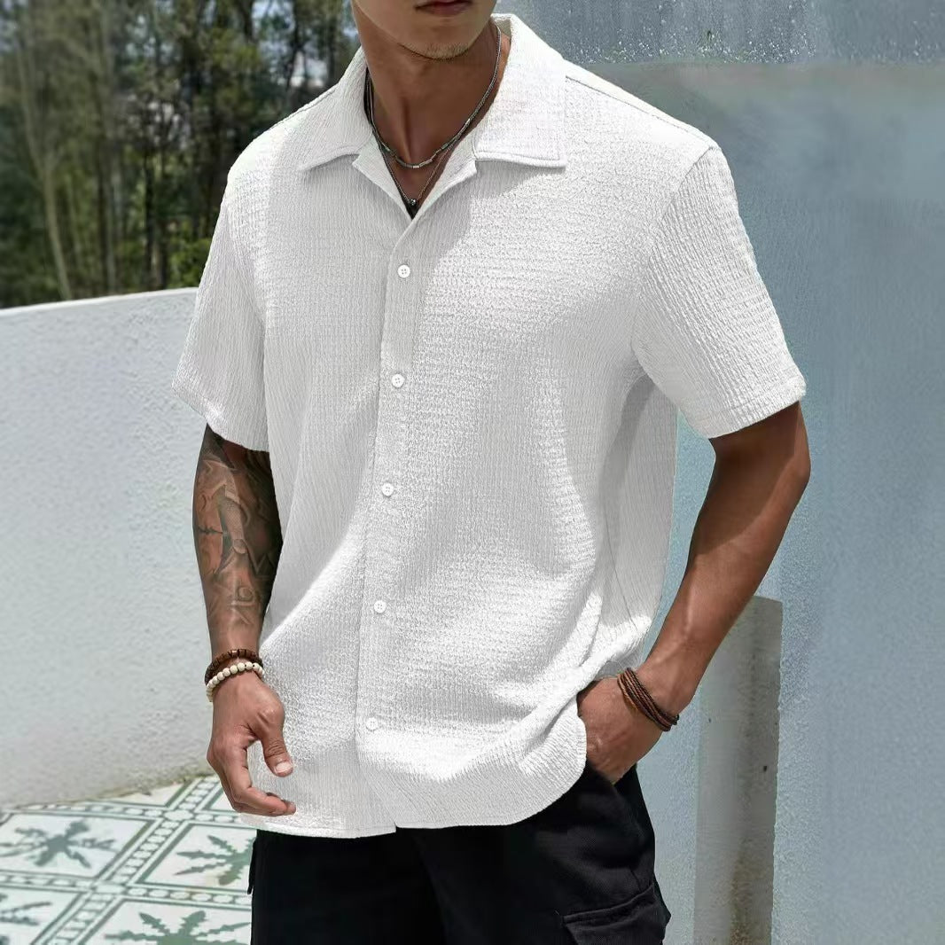 Men's Oversized Textured Button Shirt