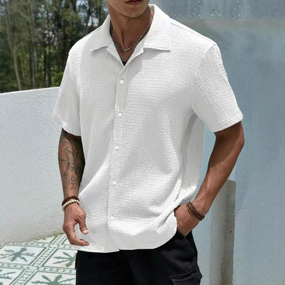 Men's Oversized Textured Button Shirt