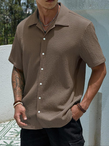Men's Oversized Textured Button Shirt